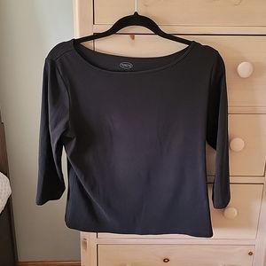 Talbots 3/4 sleeve black top